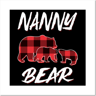 Nanny Bear Red Plaid Christmas Pajama Matching Family Gift Posters and Art